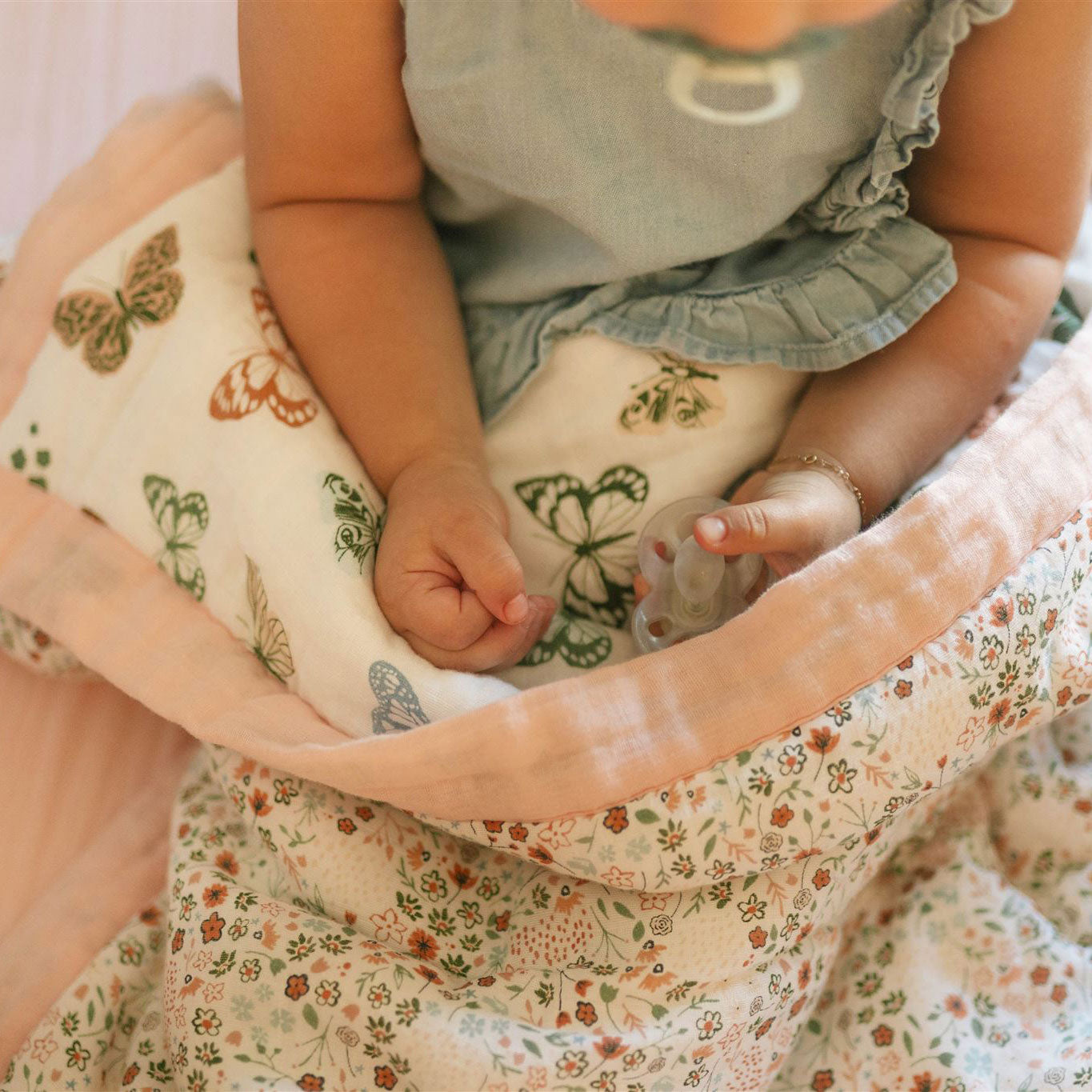 Cotton Muslin Toddler Bedding 3 Piece Set - Butterflies 2