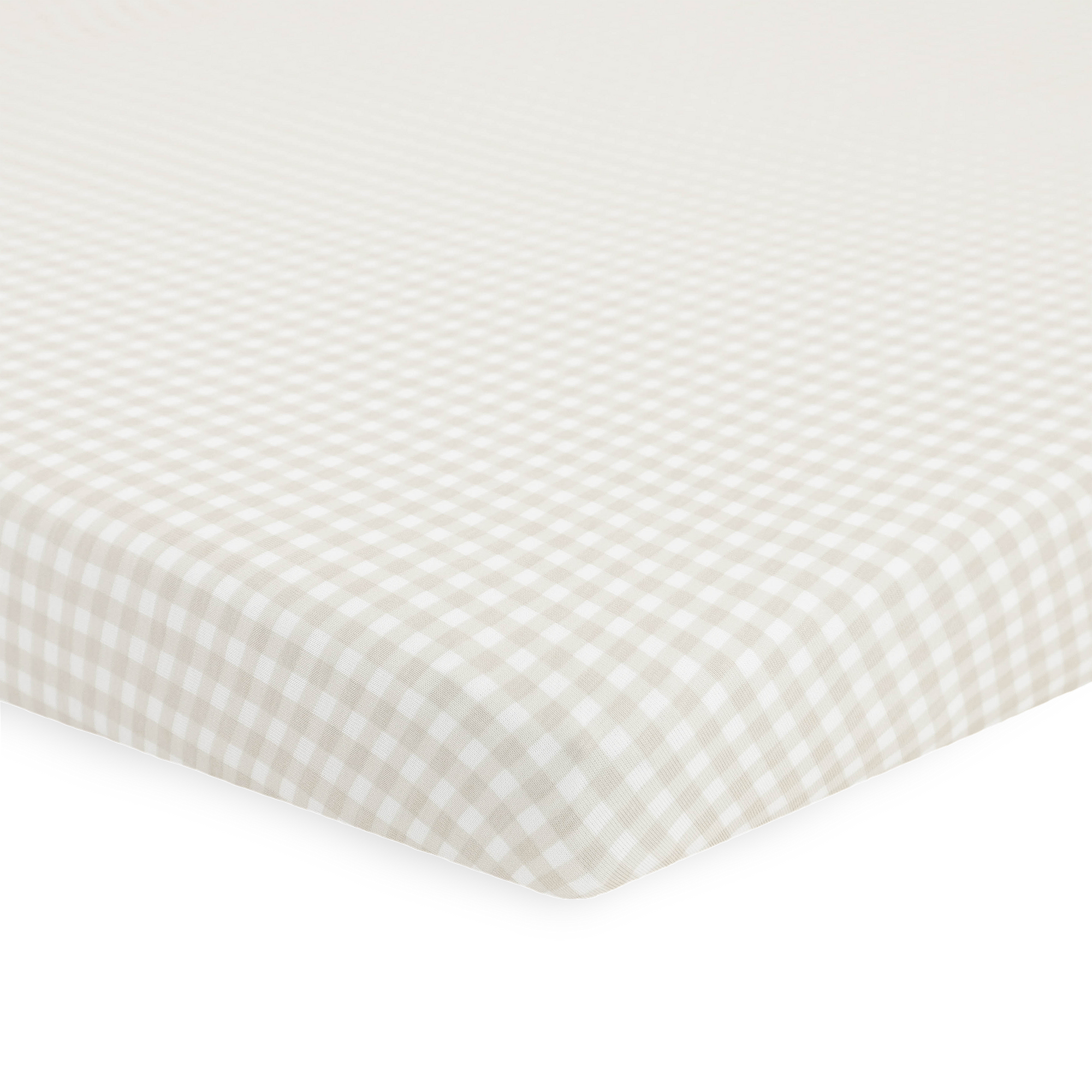 Stretch Knit Mini Crib Sheet - Tan Gingham