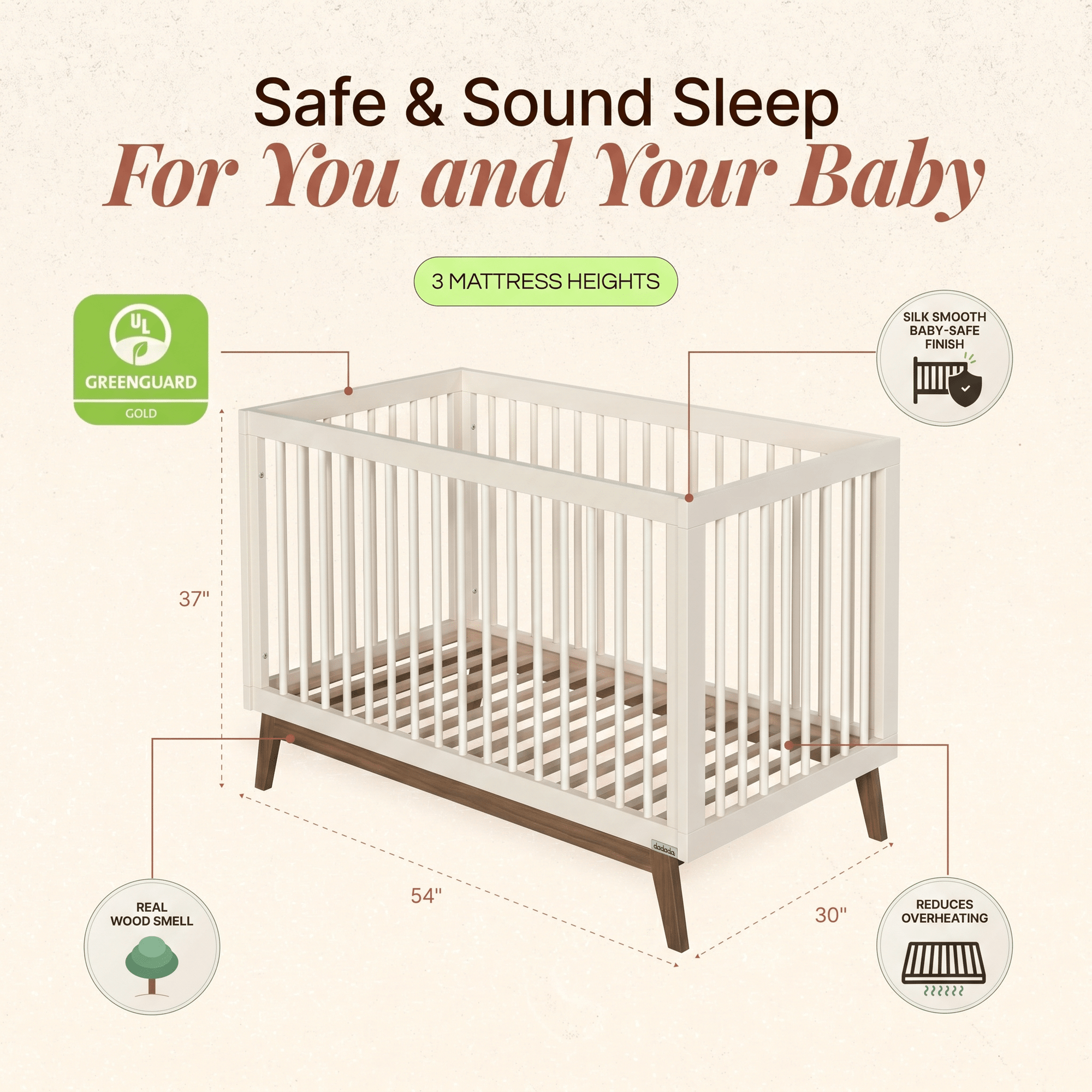 dadada Baby Soho 3-in-1 Convertible Crib