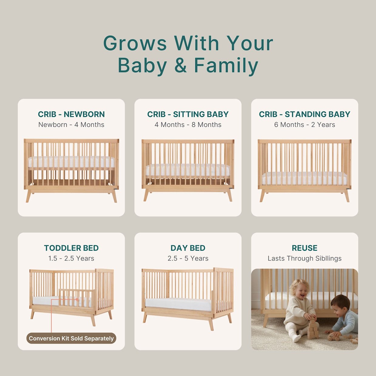 dadada Baby Soho 3-in-1 Convertible Crib