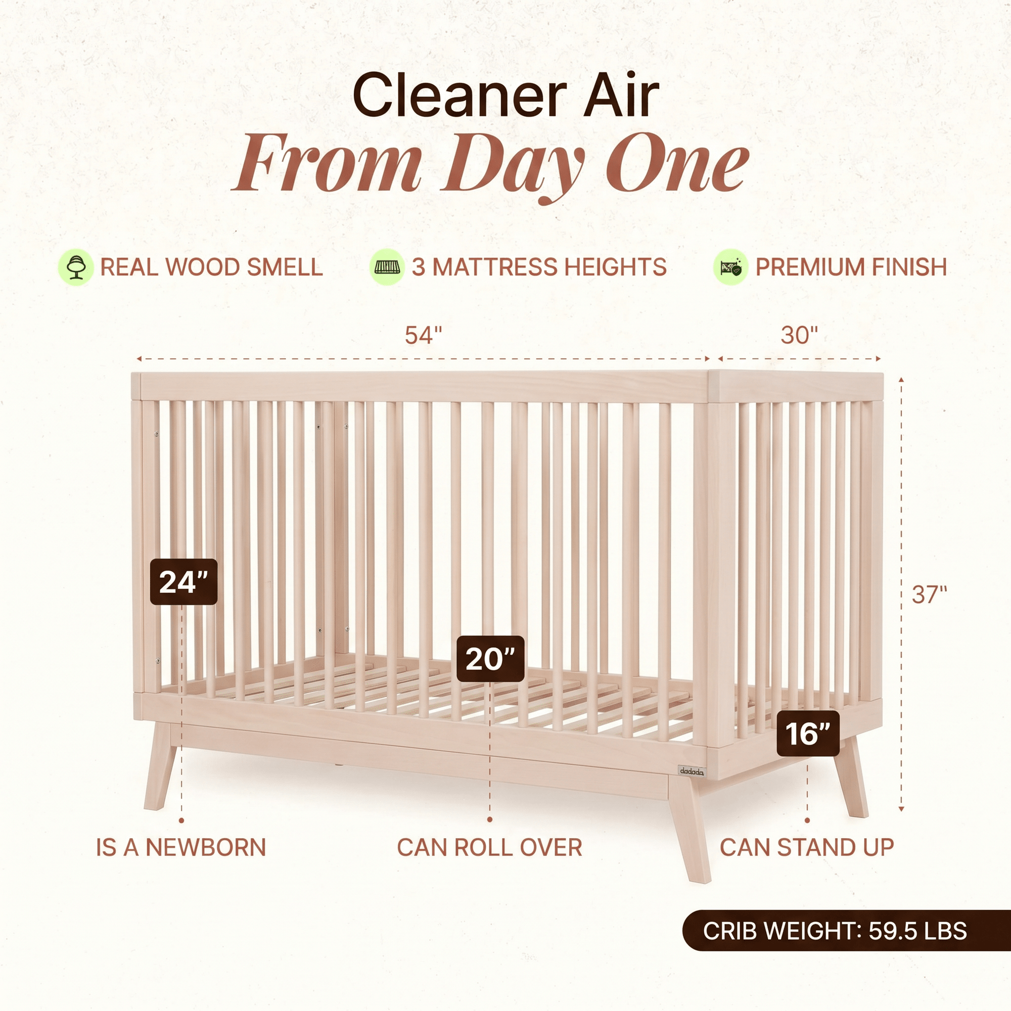 dadada Baby Soho 3-in-1 Convertible Crib