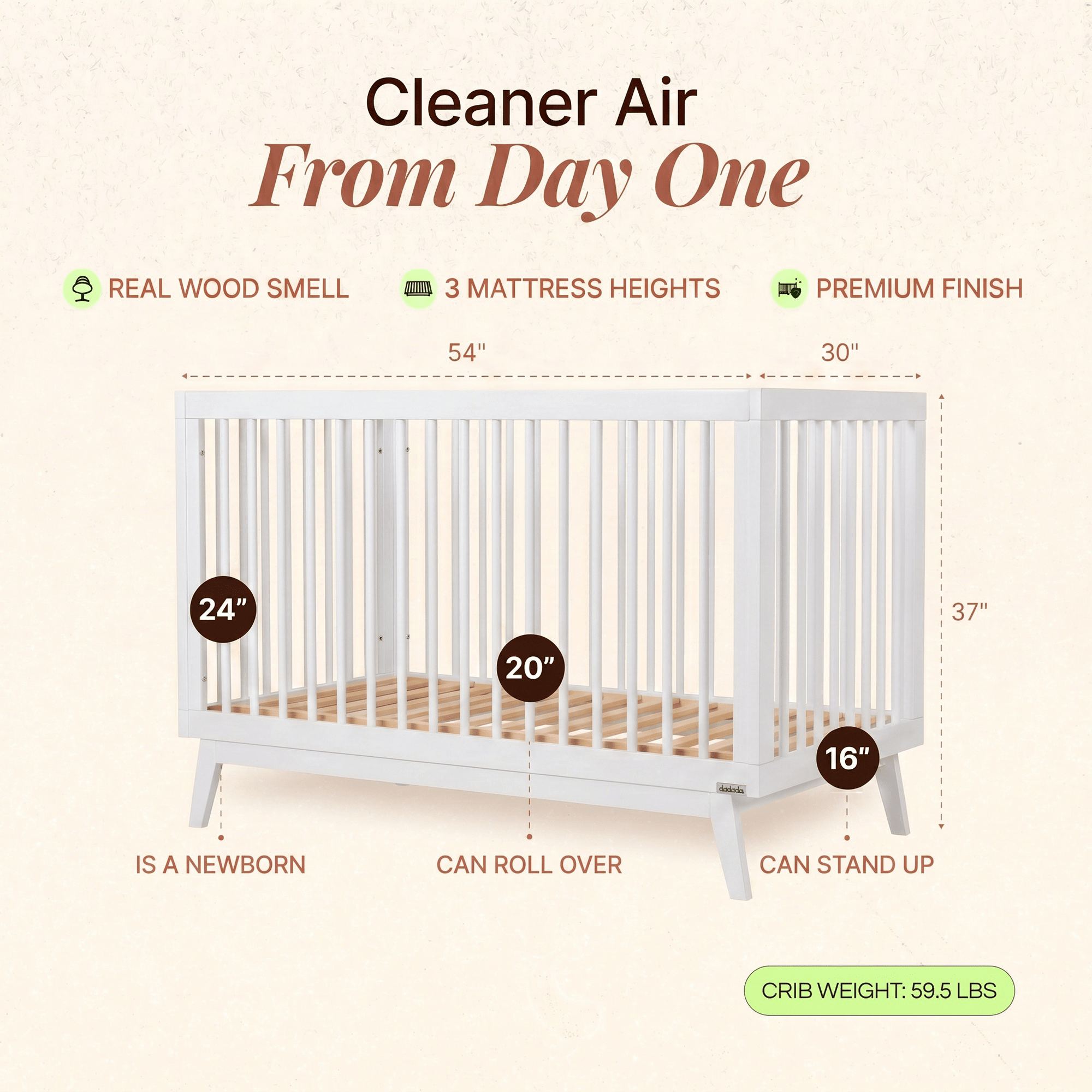 dadada Baby Soho 3-in-1 Convertible Crib