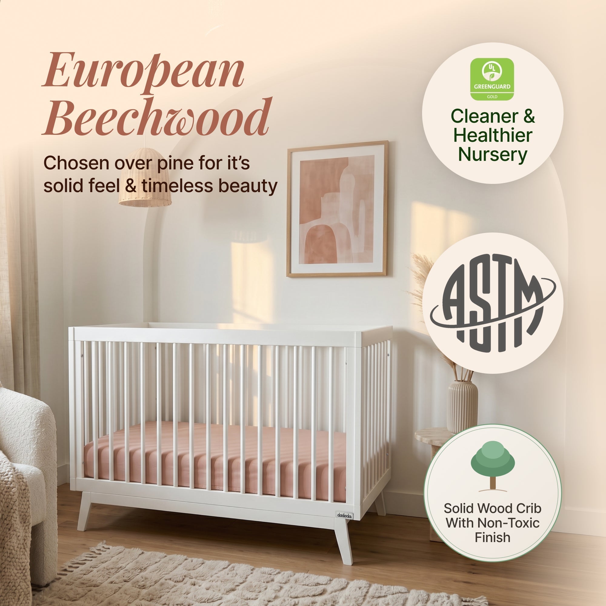 dadada Baby Soho 3-in-1 Convertible Crib