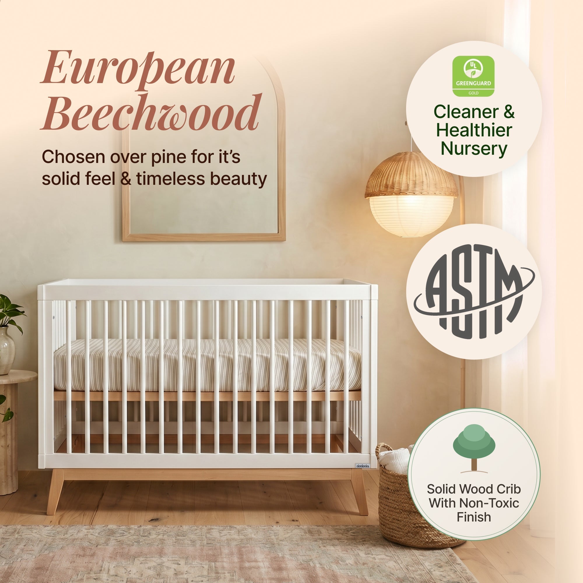 dadada Baby Soho 3-in-1 Convertible Crib