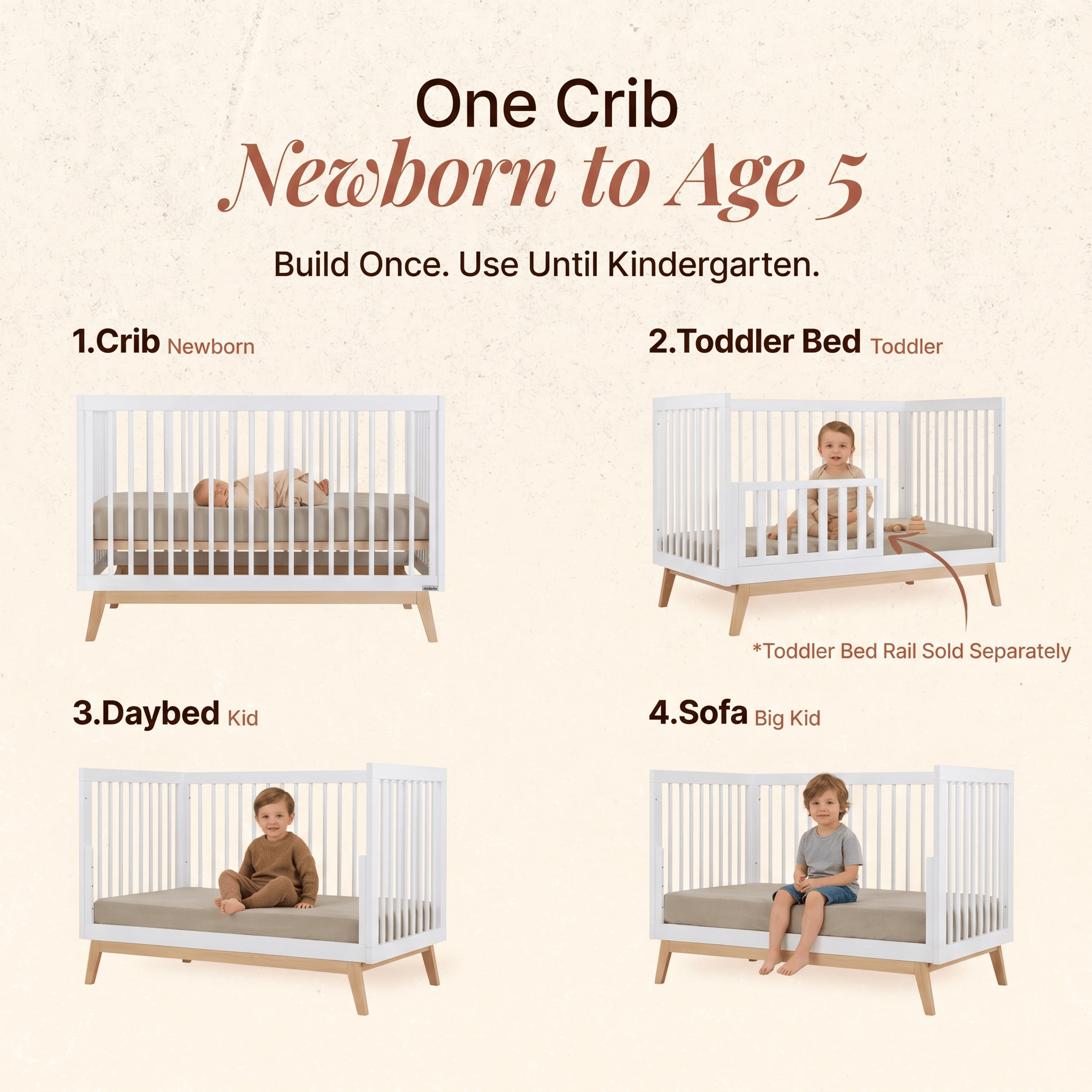 dadada Baby Soho 3-in-1 Convertible Crib