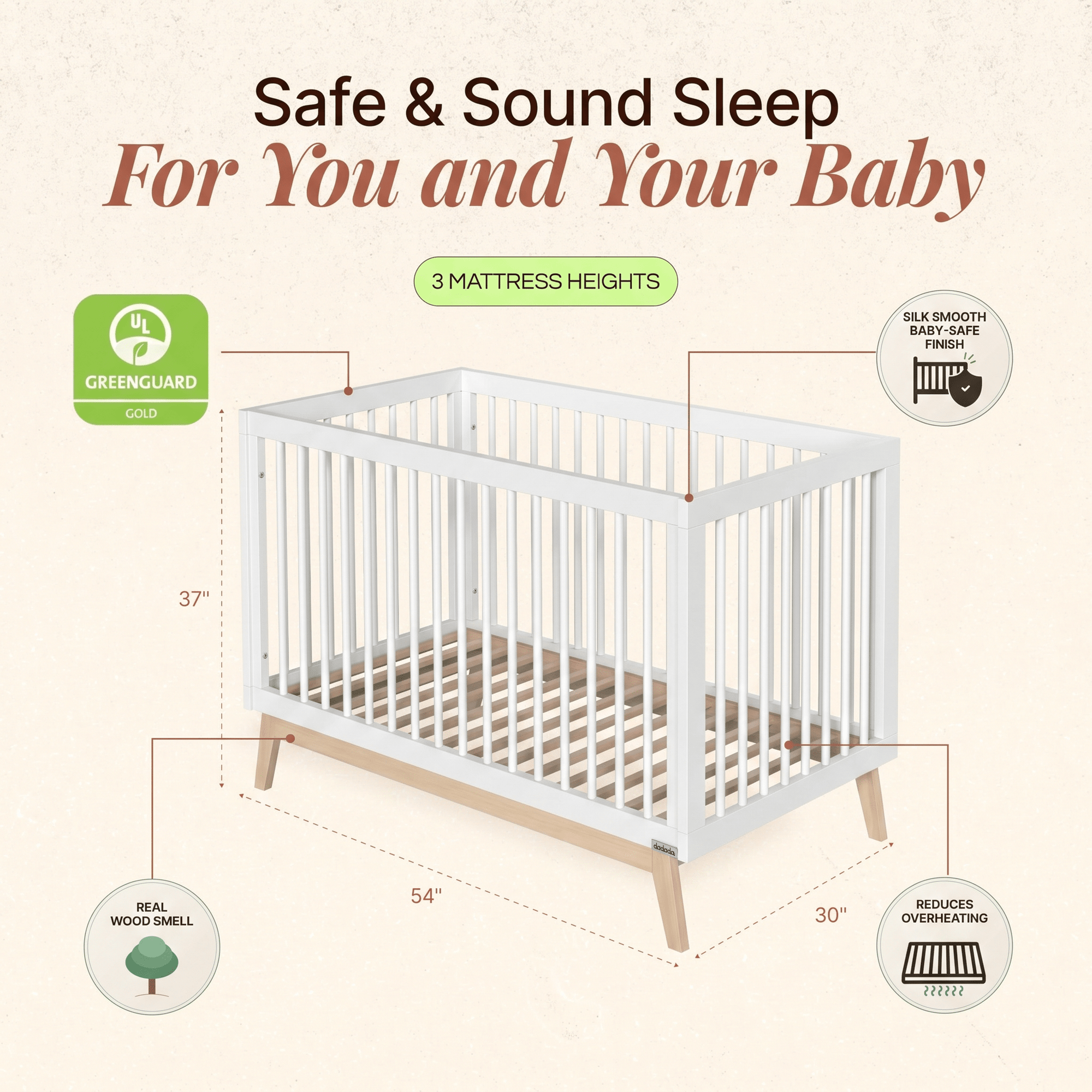 dadada Baby Soho 3-in-1 Convertible Crib